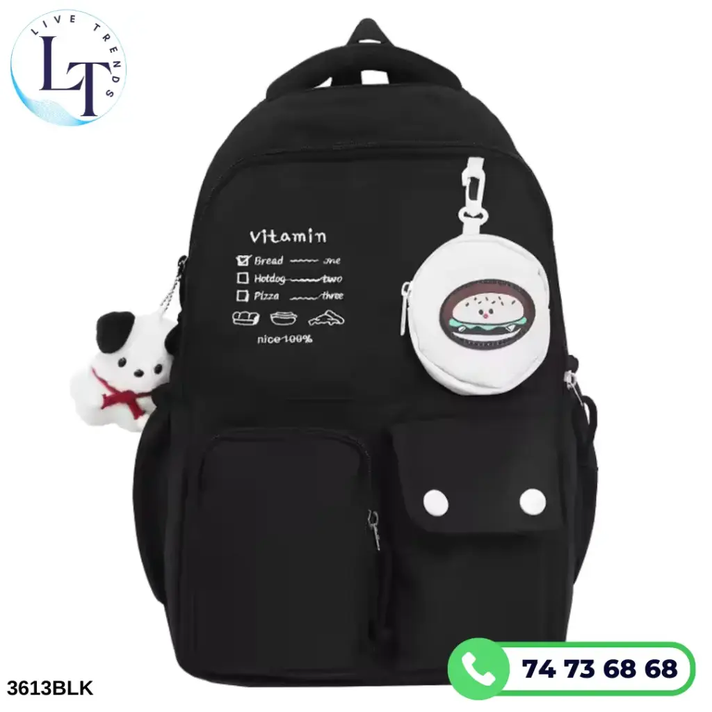 [3613BLK] Back Pack 3613 BLACK
